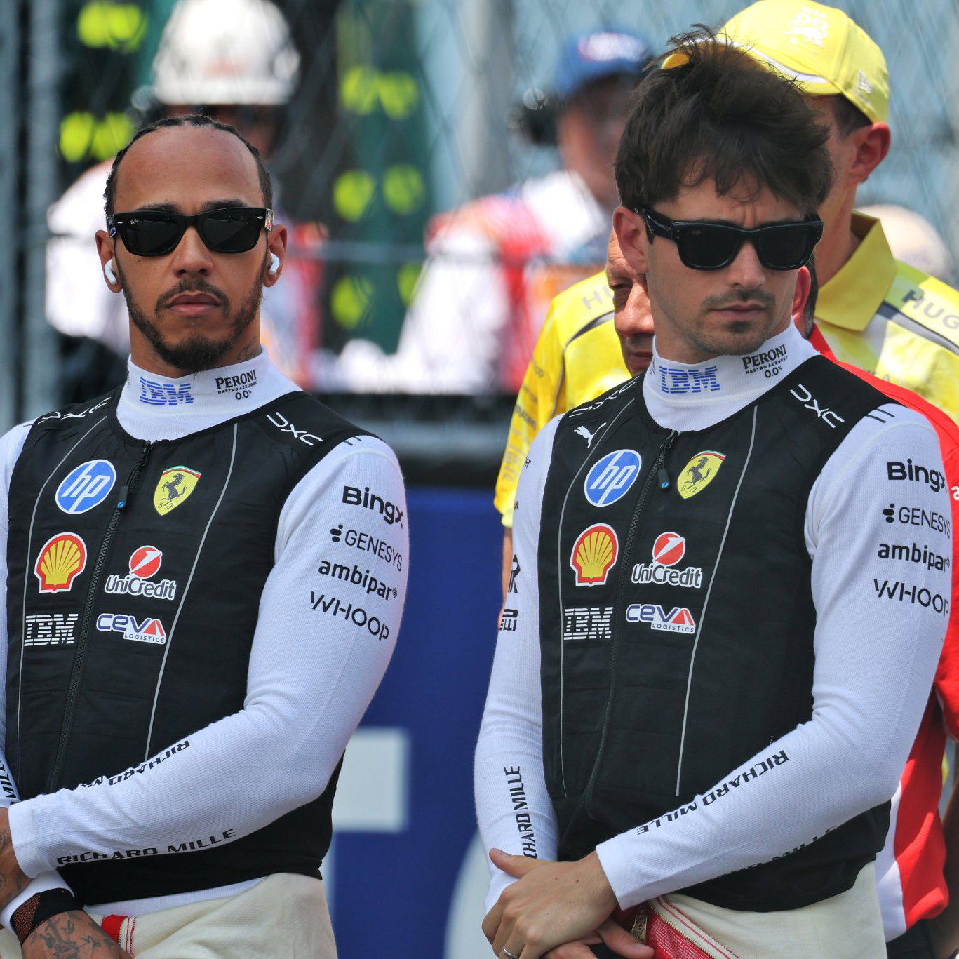 Ferrari drivers Leclerc and Hamilton