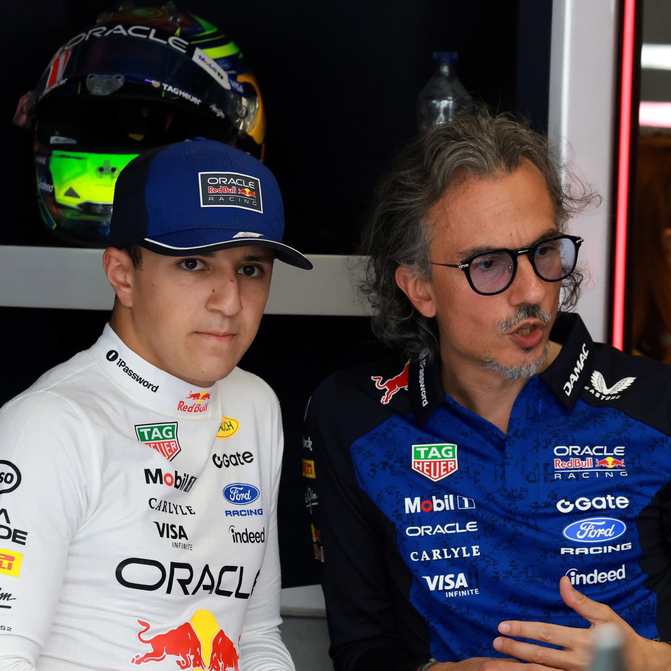 Hadjar in the Red Bull garage