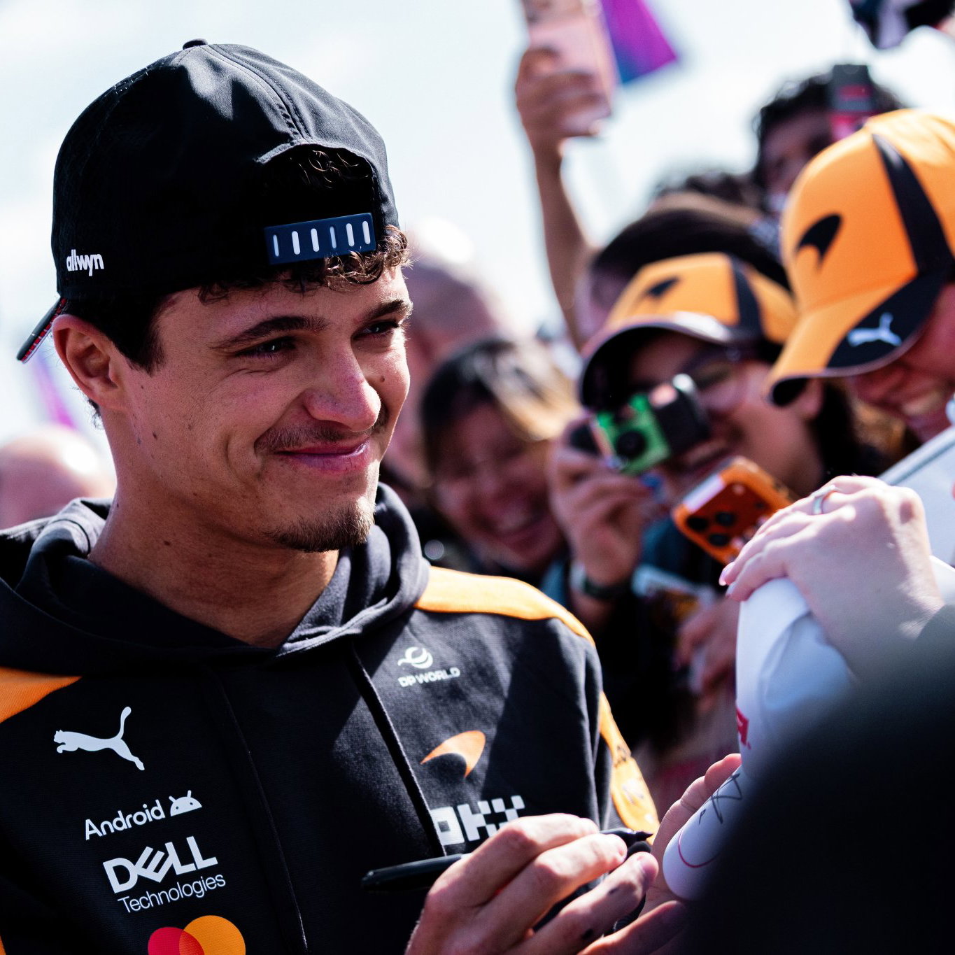 Norris greets fans at Silverstone