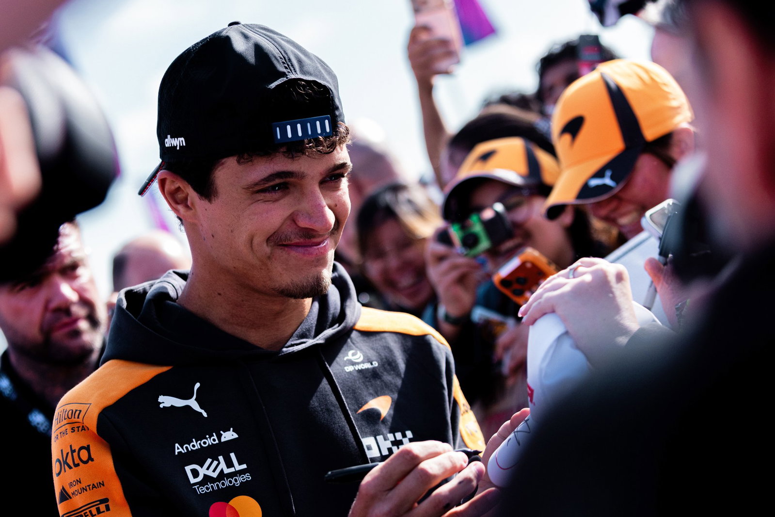 Norris greets fans at Silverstone