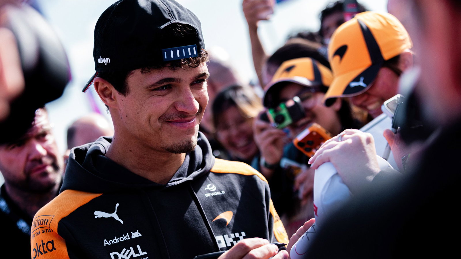 Norris greets fans at Silverstone