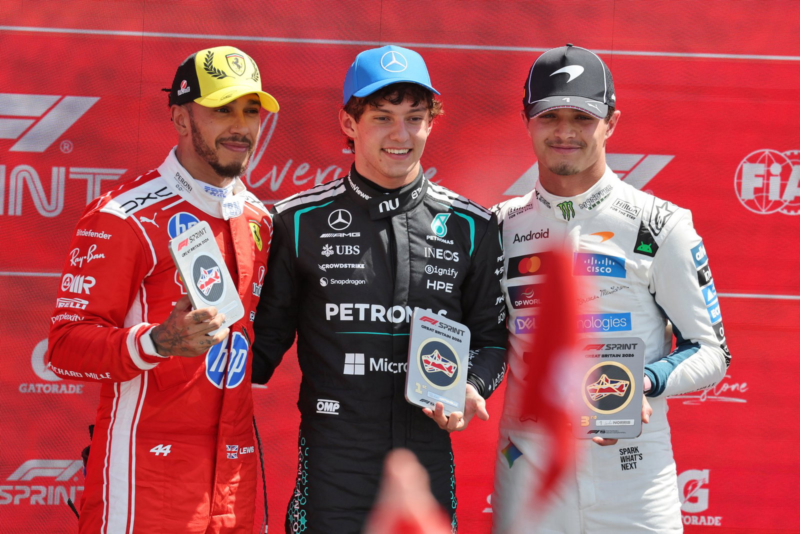 The top three in the Silverstone sprint race