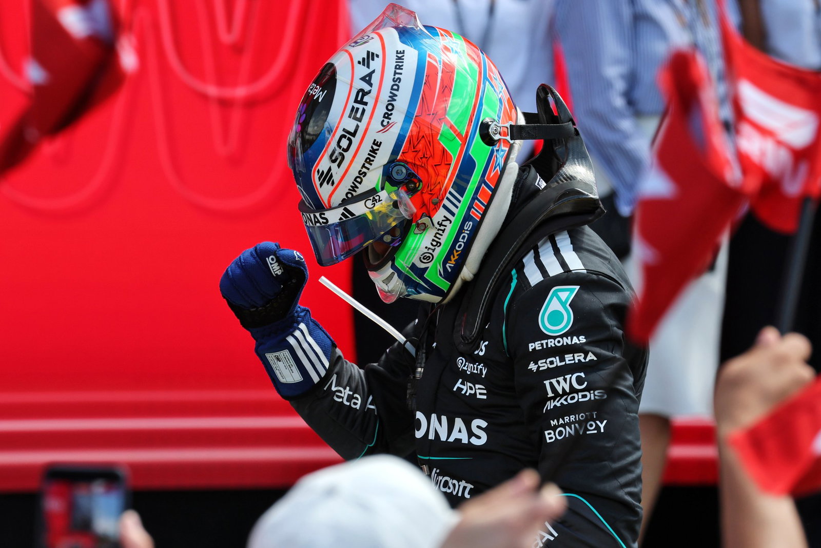 Antonelli celebrates at Silverstone