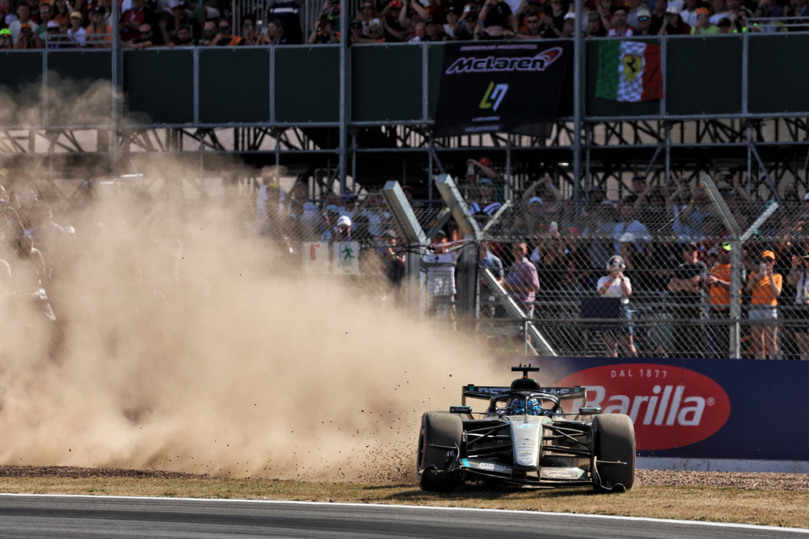 Russell in the gravel at Silverstone