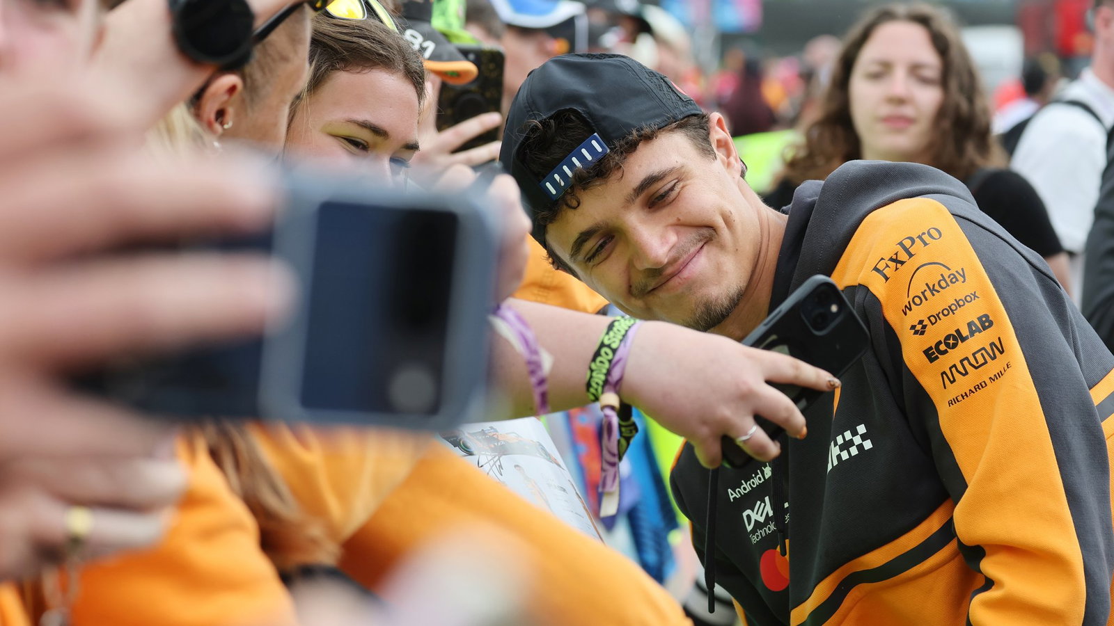 Norris greets the Silverstone fans