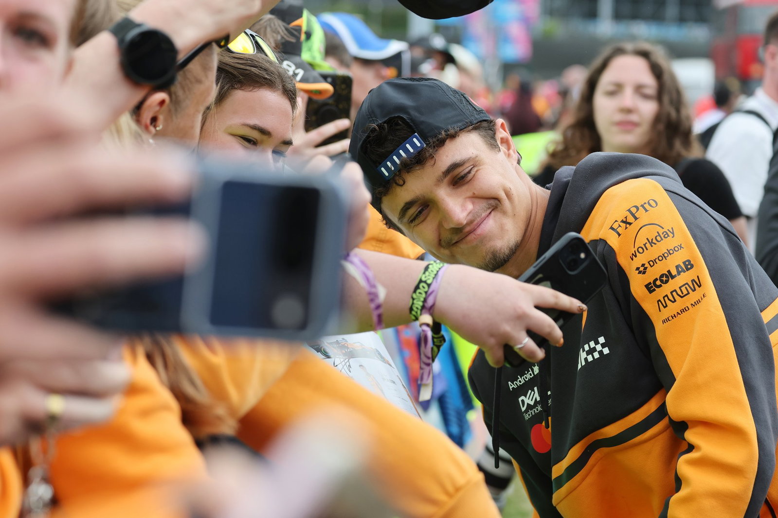 Norris greets the Silverstone fans