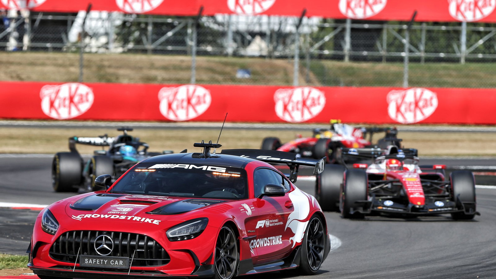 The Safety Car led the cars to the finish at Silverstone