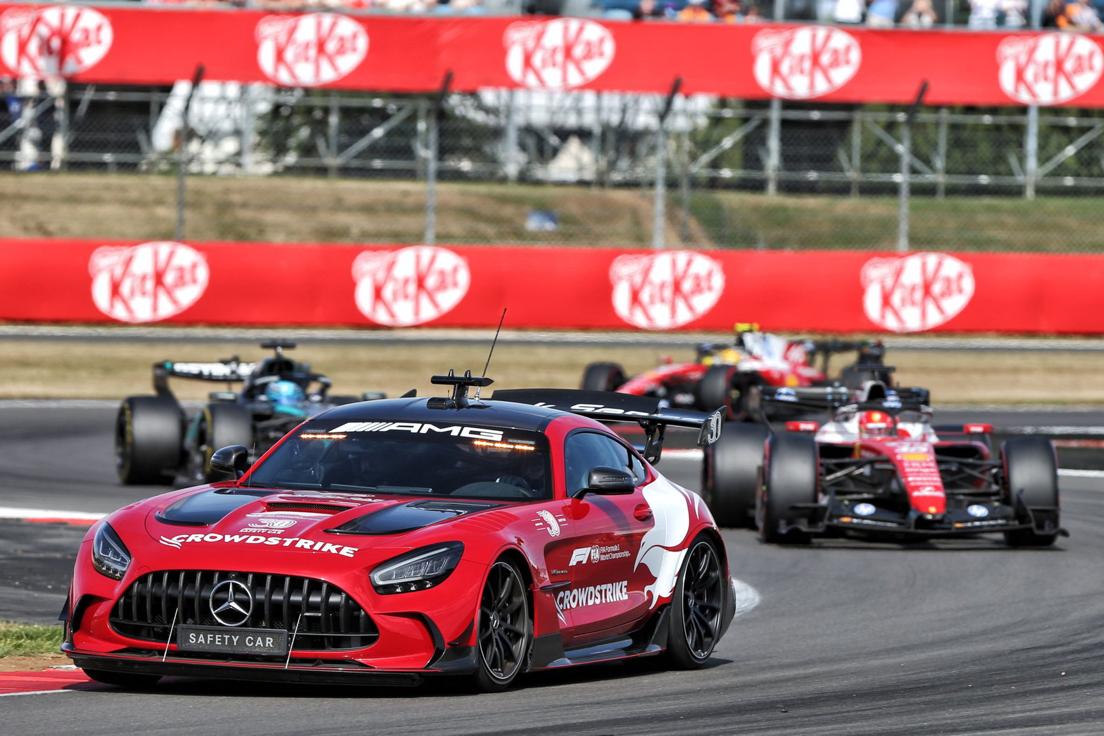 The Safety Car led the cars to the finish at Silverstone