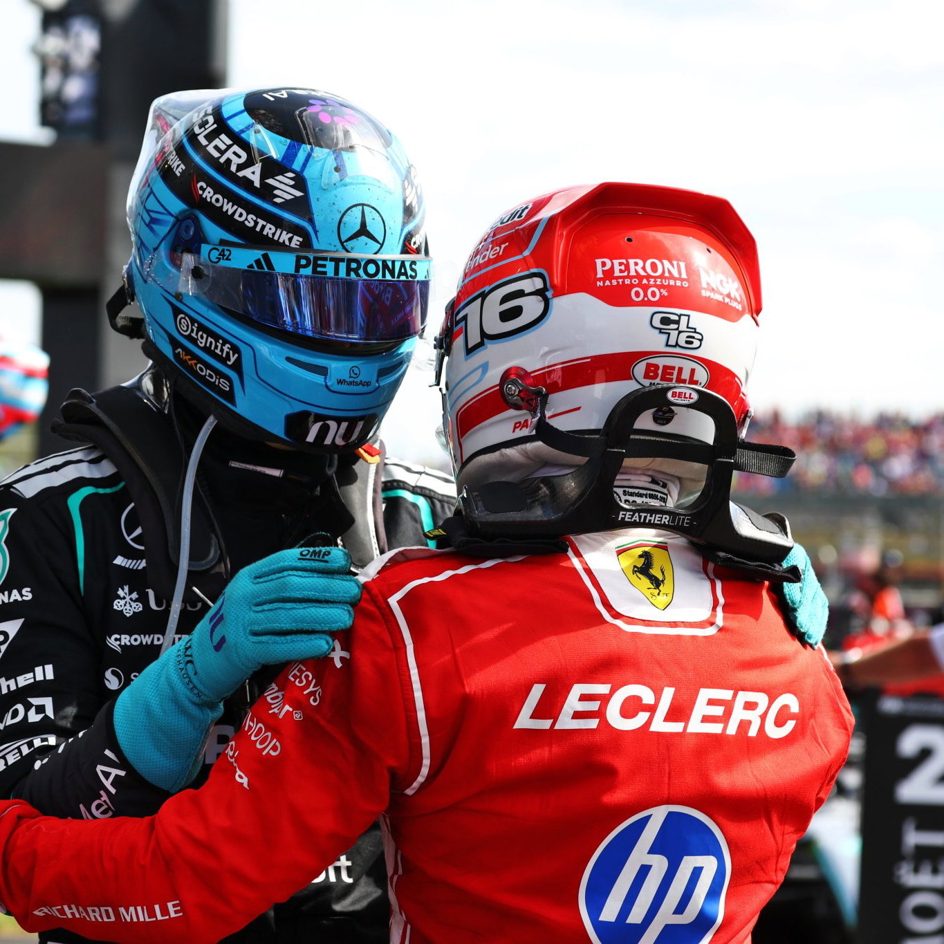 Russell finished second behind Leclerc at Silverstone
