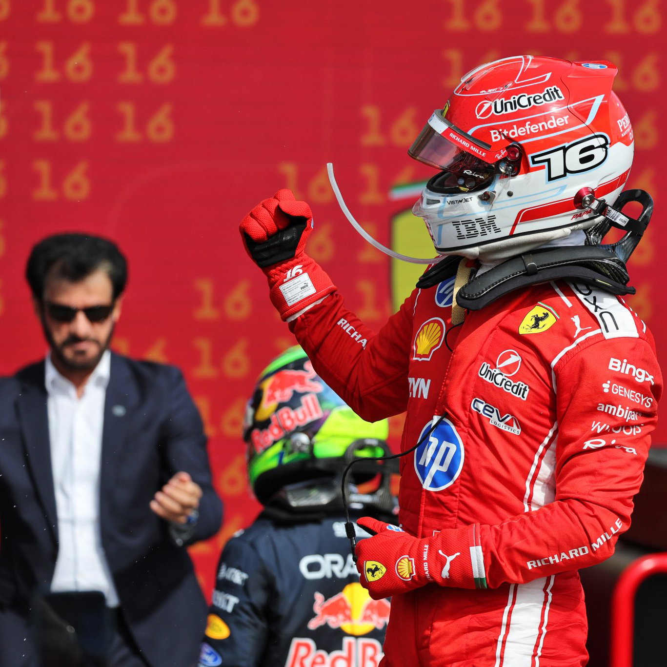 Leclerc celebrates