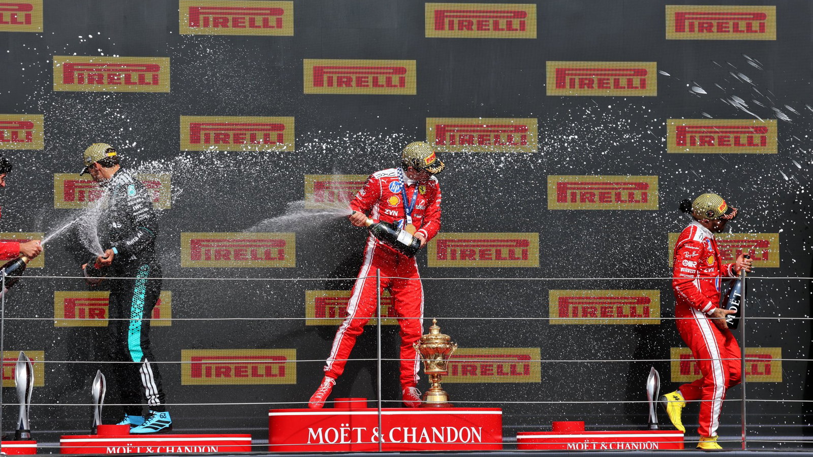 Podium celebrations at Silverstone