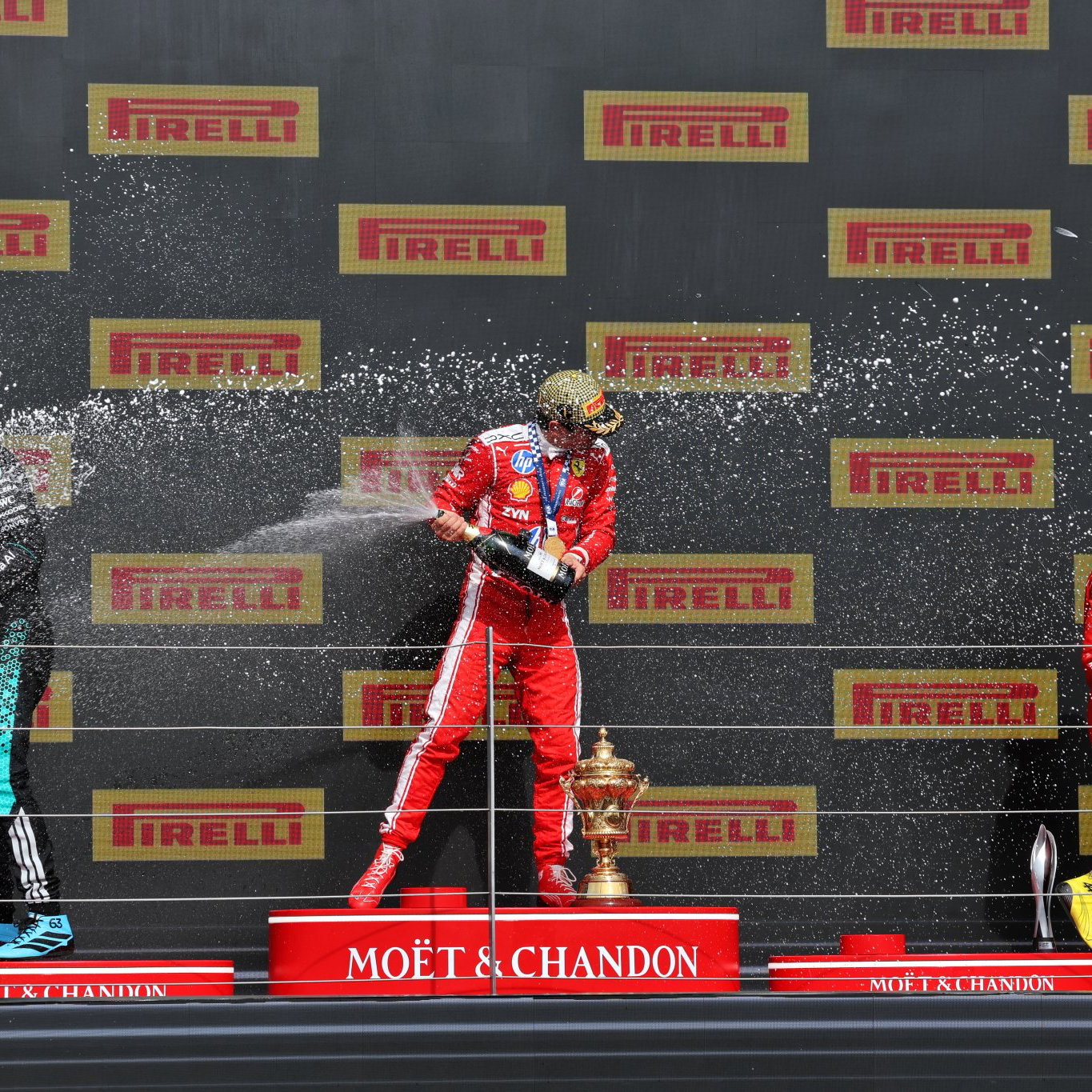 Podium celebrations at Silverstone
