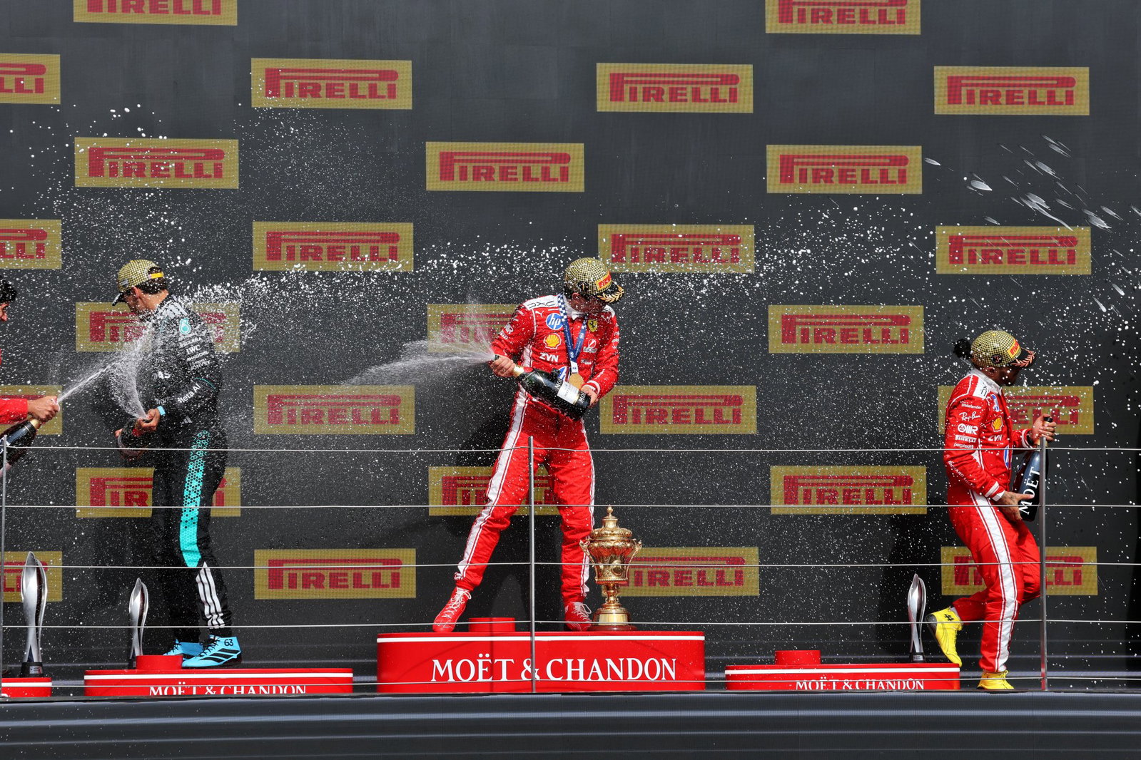Podium celebrations at Silverstone