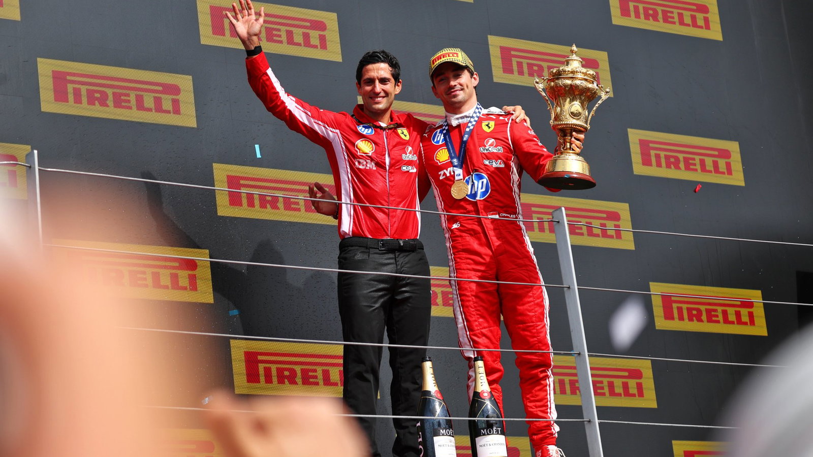 Leclerc celebrates his first F1 victory since 2024