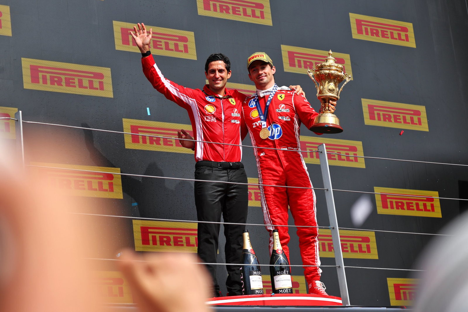Leclerc celebrates his first F1 victory since 2024
