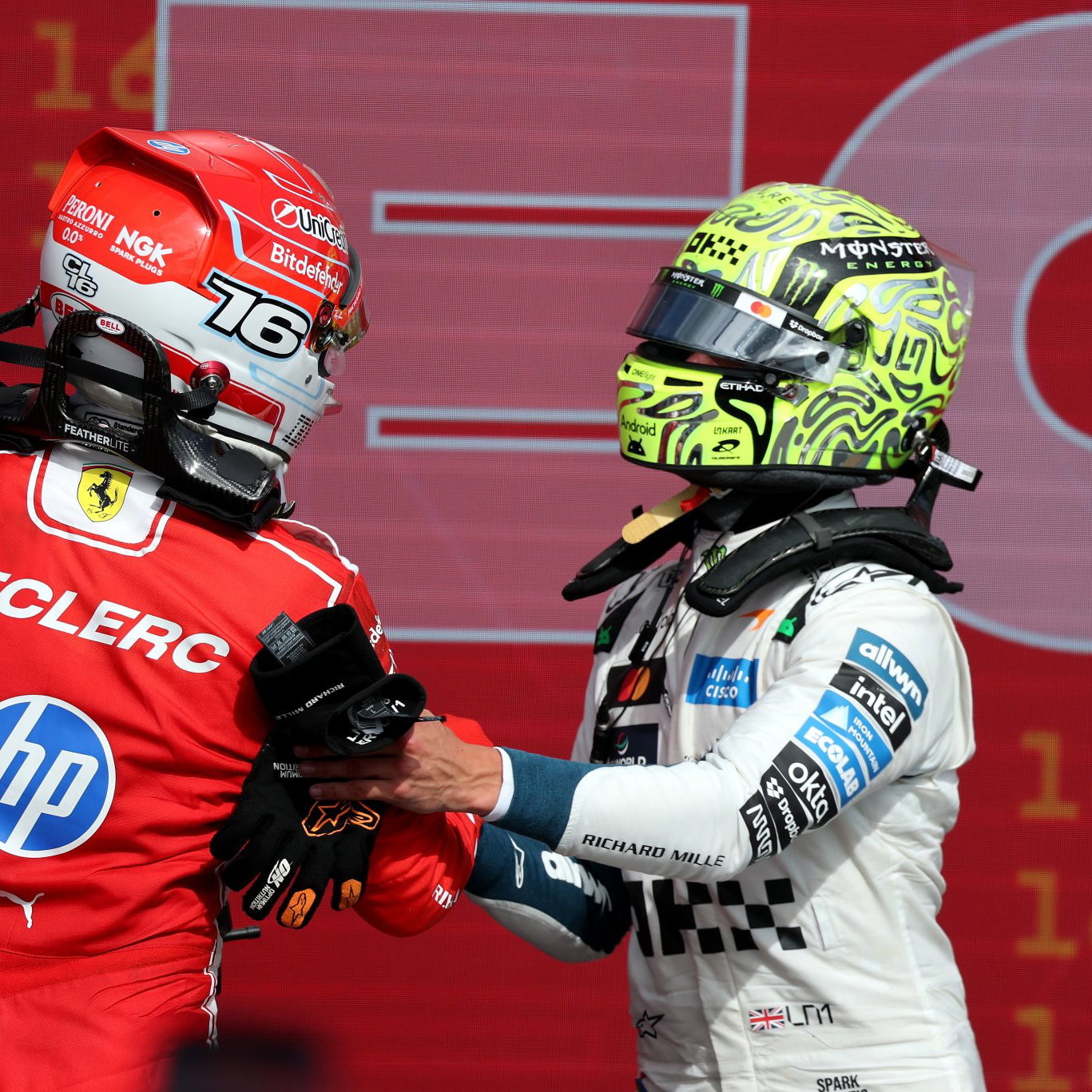 Norris congratulates Leclerc at Silverstone