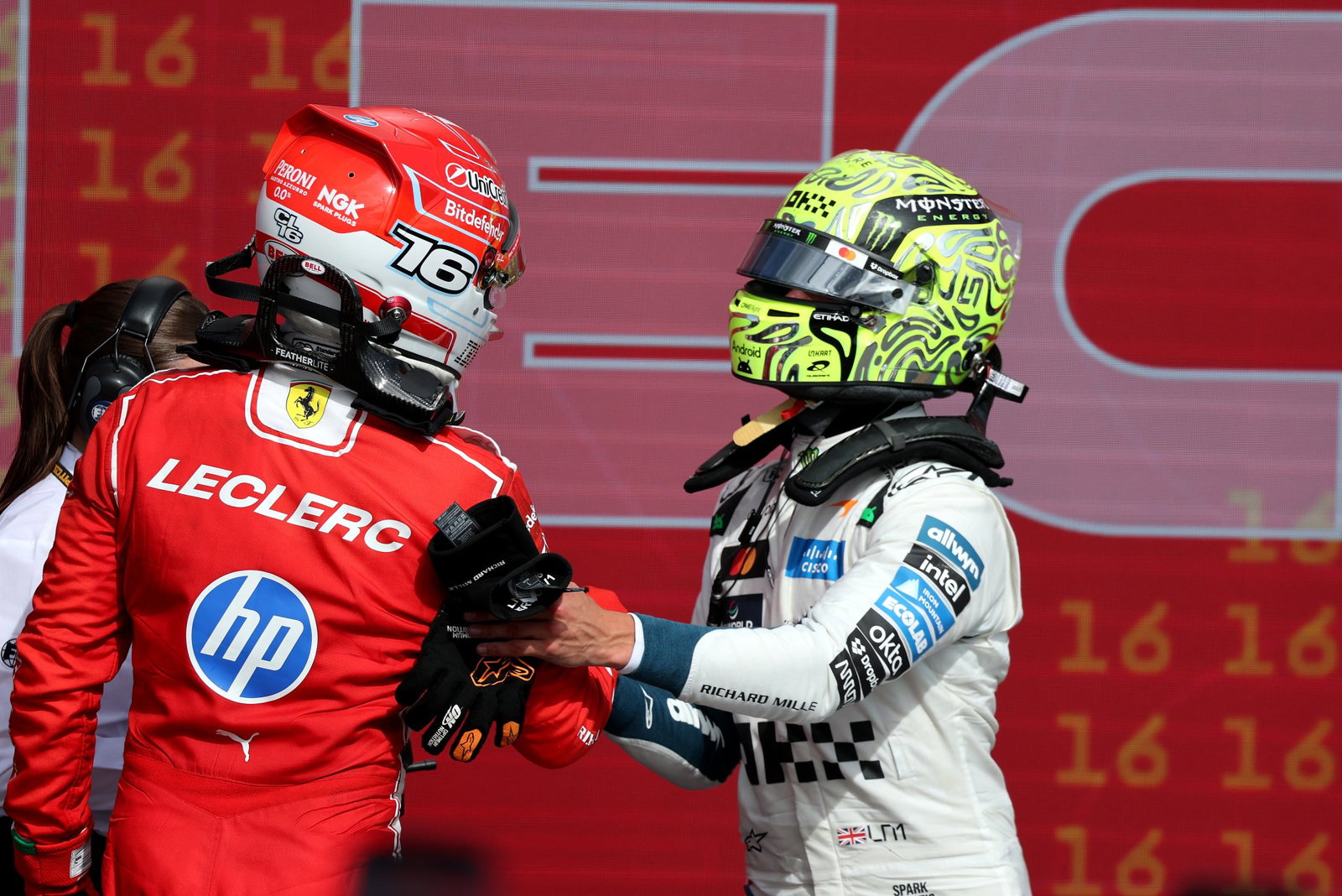 Norris congratulates Leclerc at Silverstone