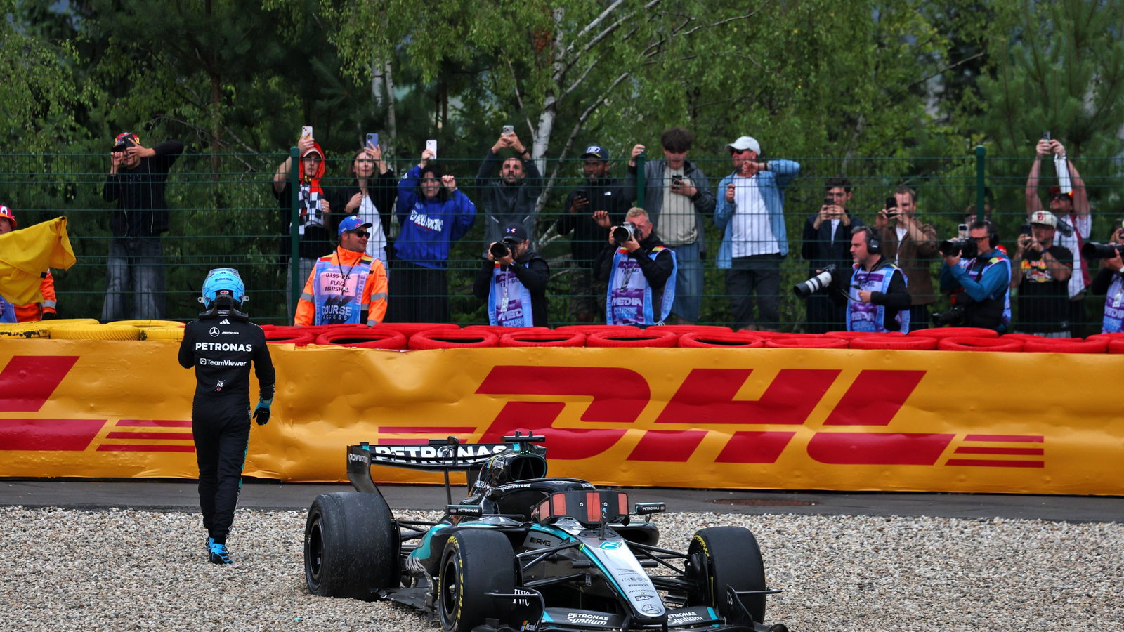 Russell was taken out at the start