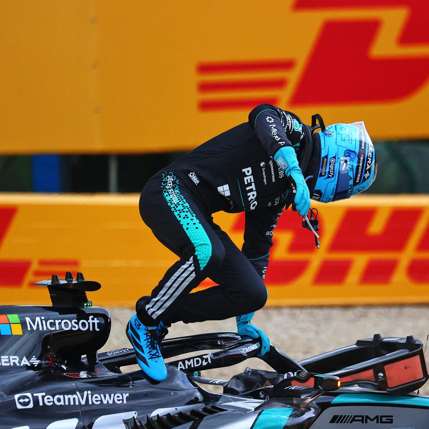 Russell was taken out on the first lap at Spa