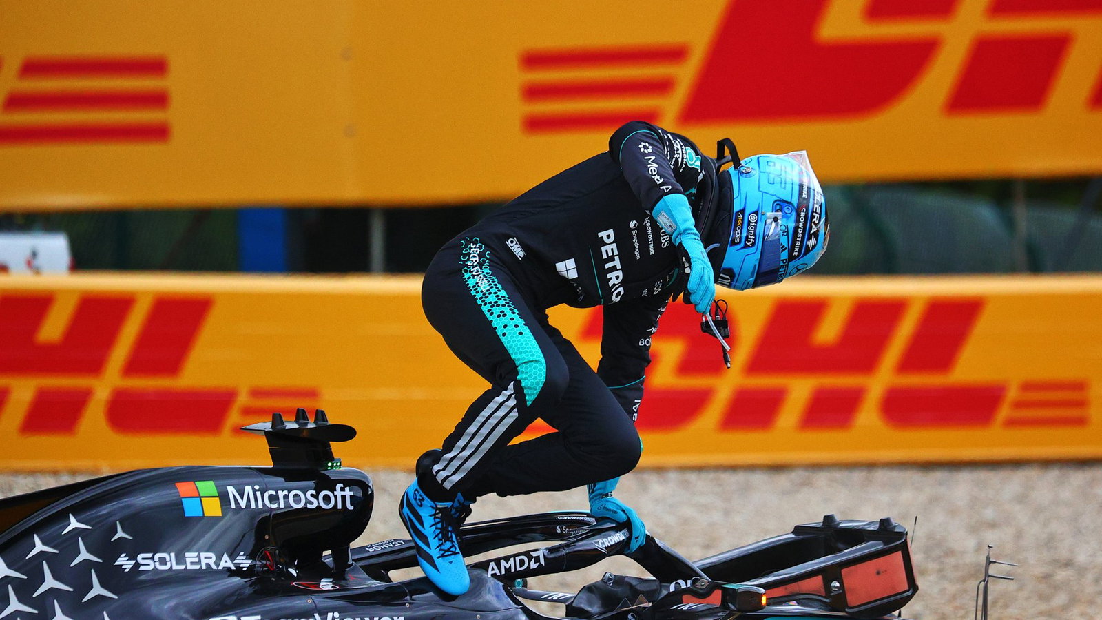 Russell was taken out on the first lap at Spa