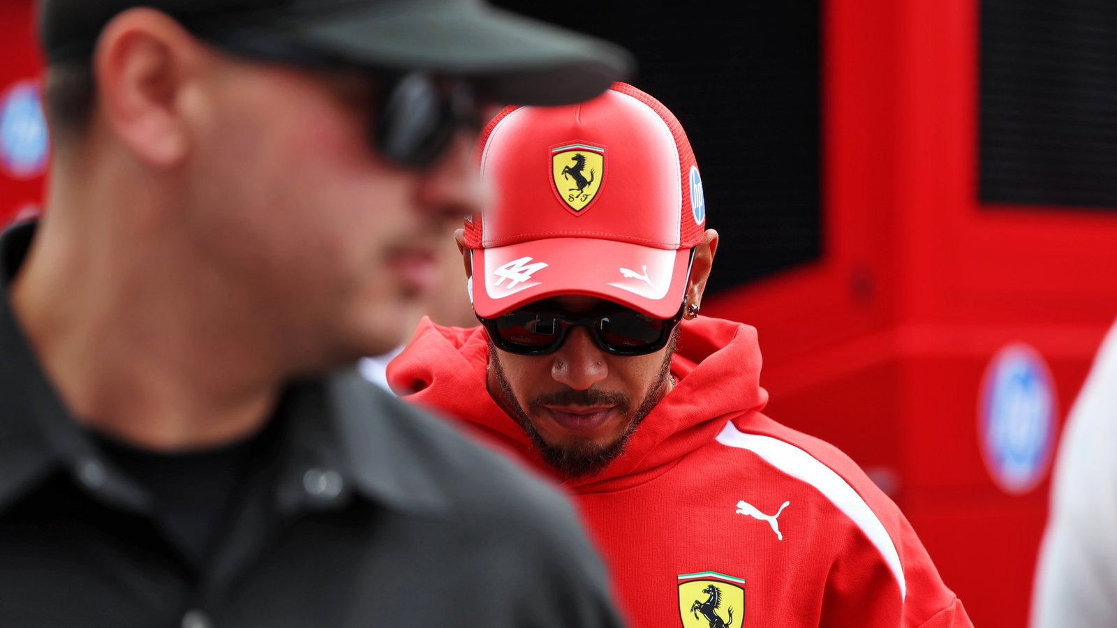 Hamilton arrives in the Budapest paddock