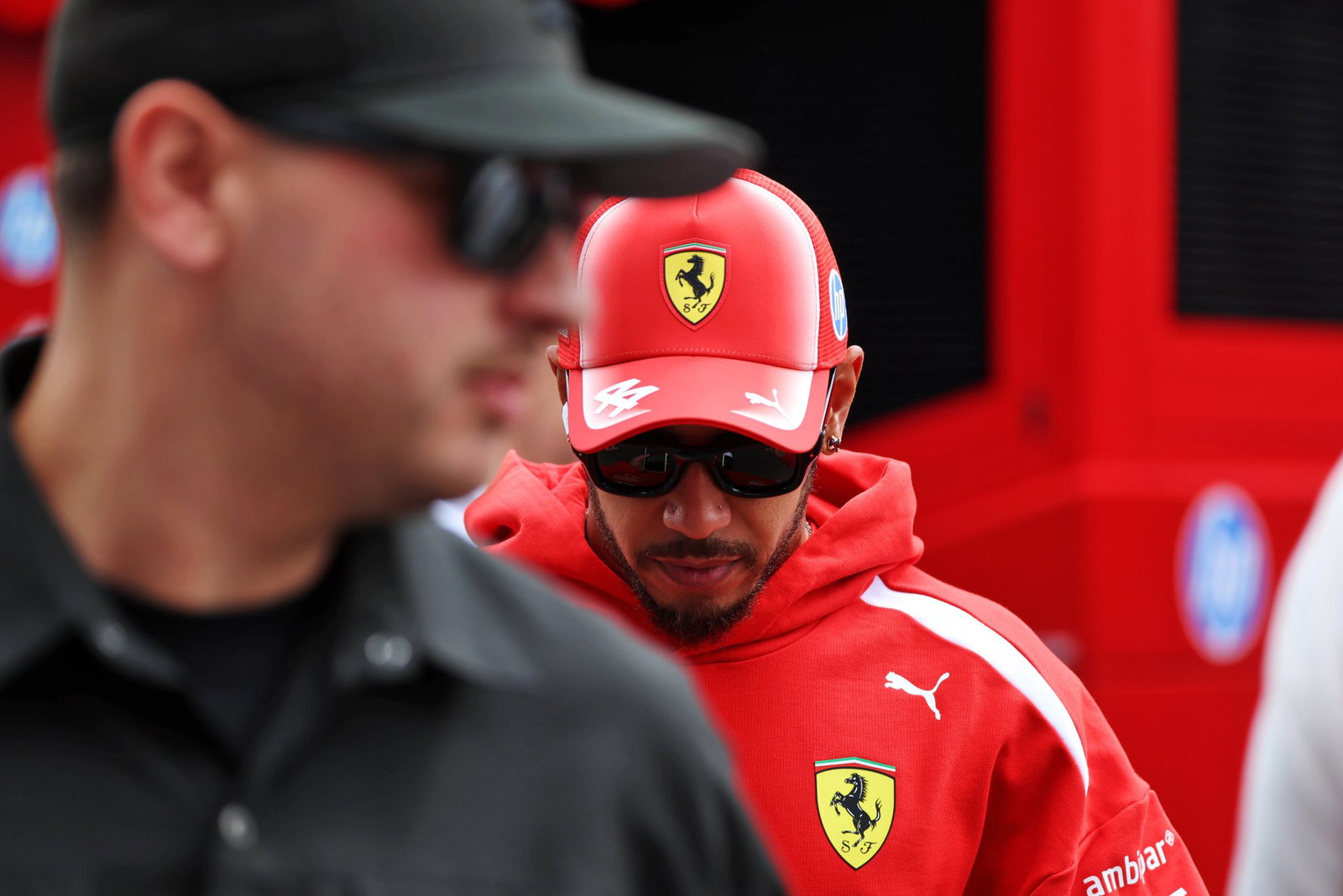 Hamilton arrives in the Budapest paddock