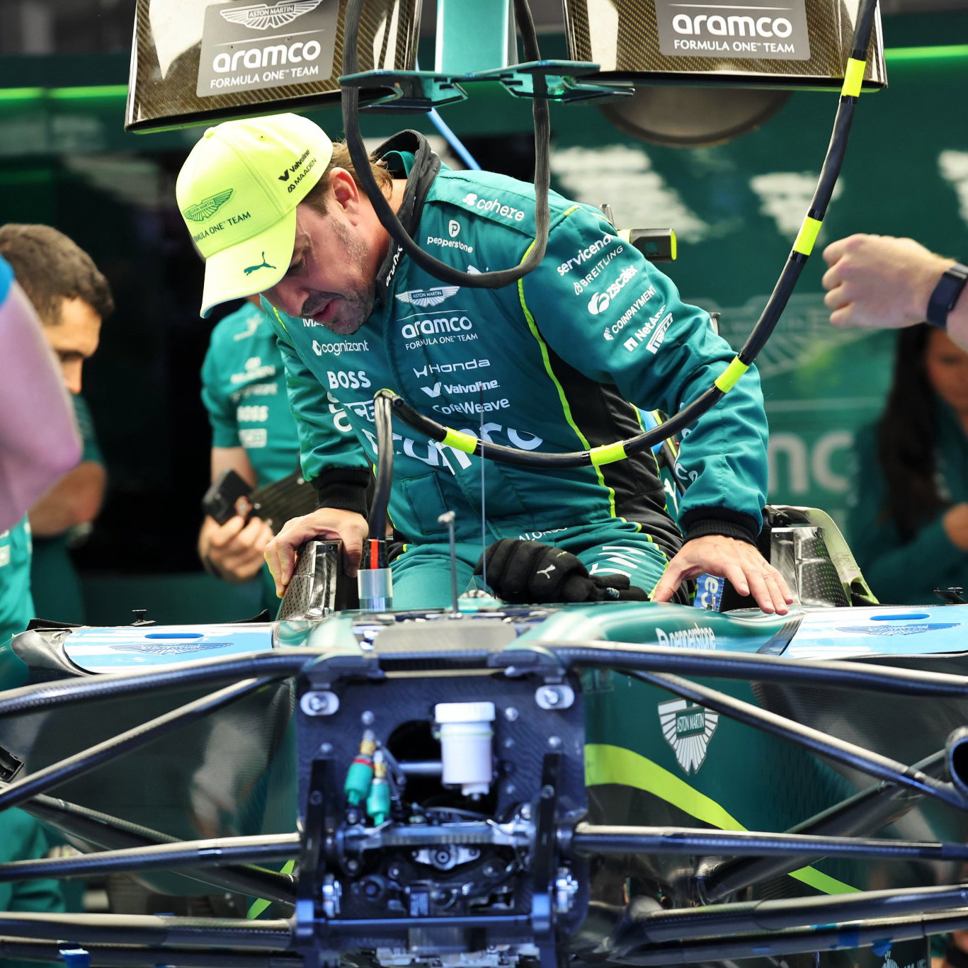 Alonso in his upgraded AMR26B