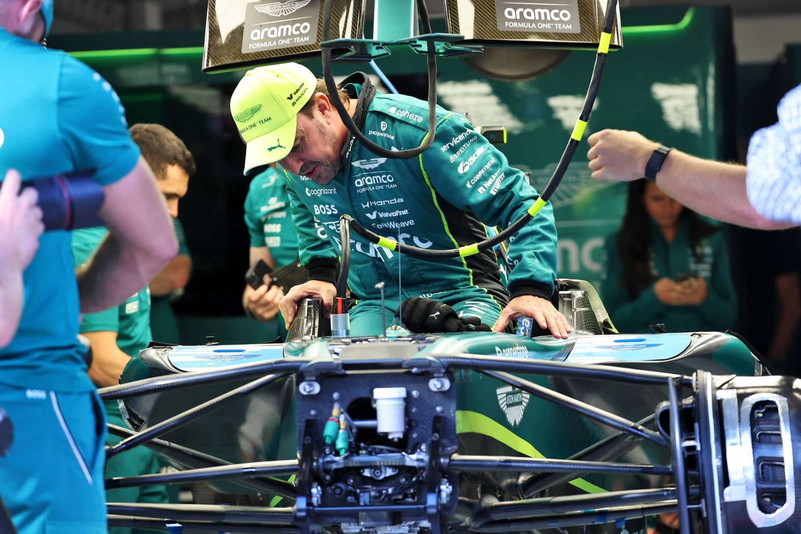 Alonso in his upgraded AMR26B