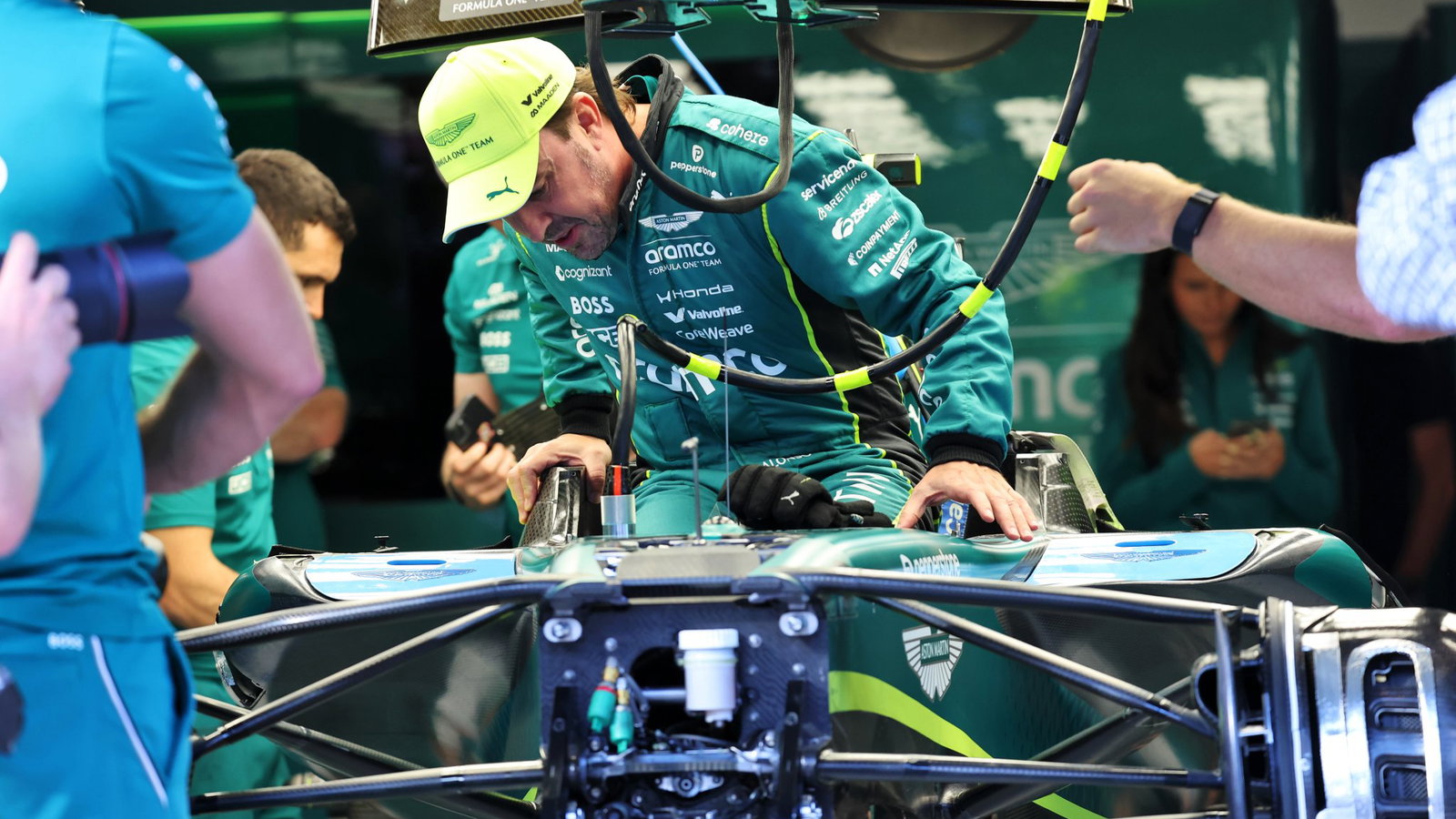 Alonso in his upgraded AMR26B