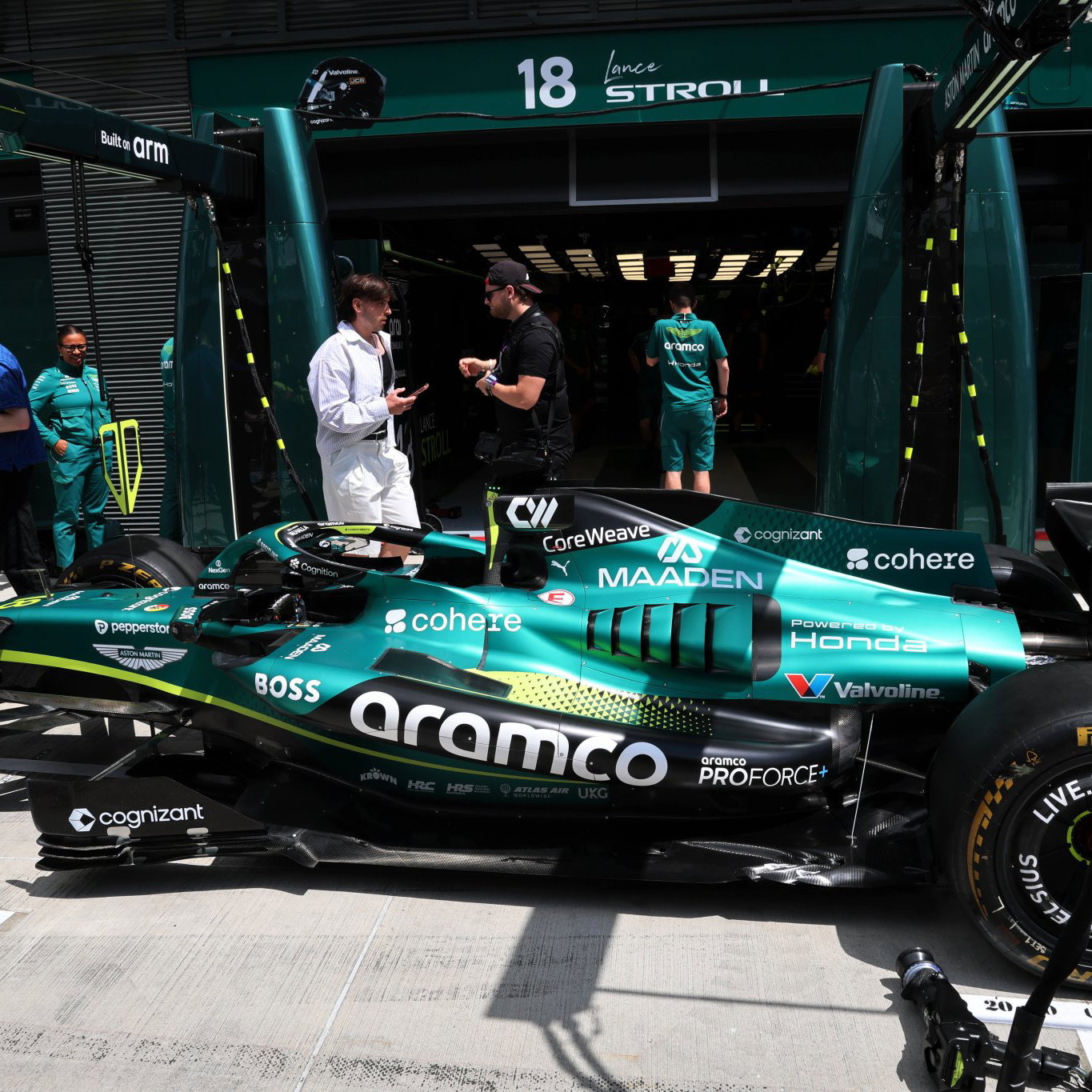 AMR26B in the Hungary pit lane