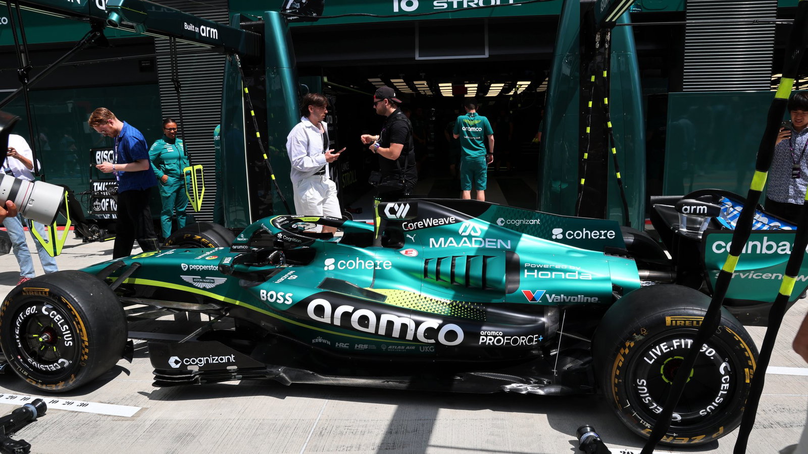 AMR26B in the Hungary pit lane