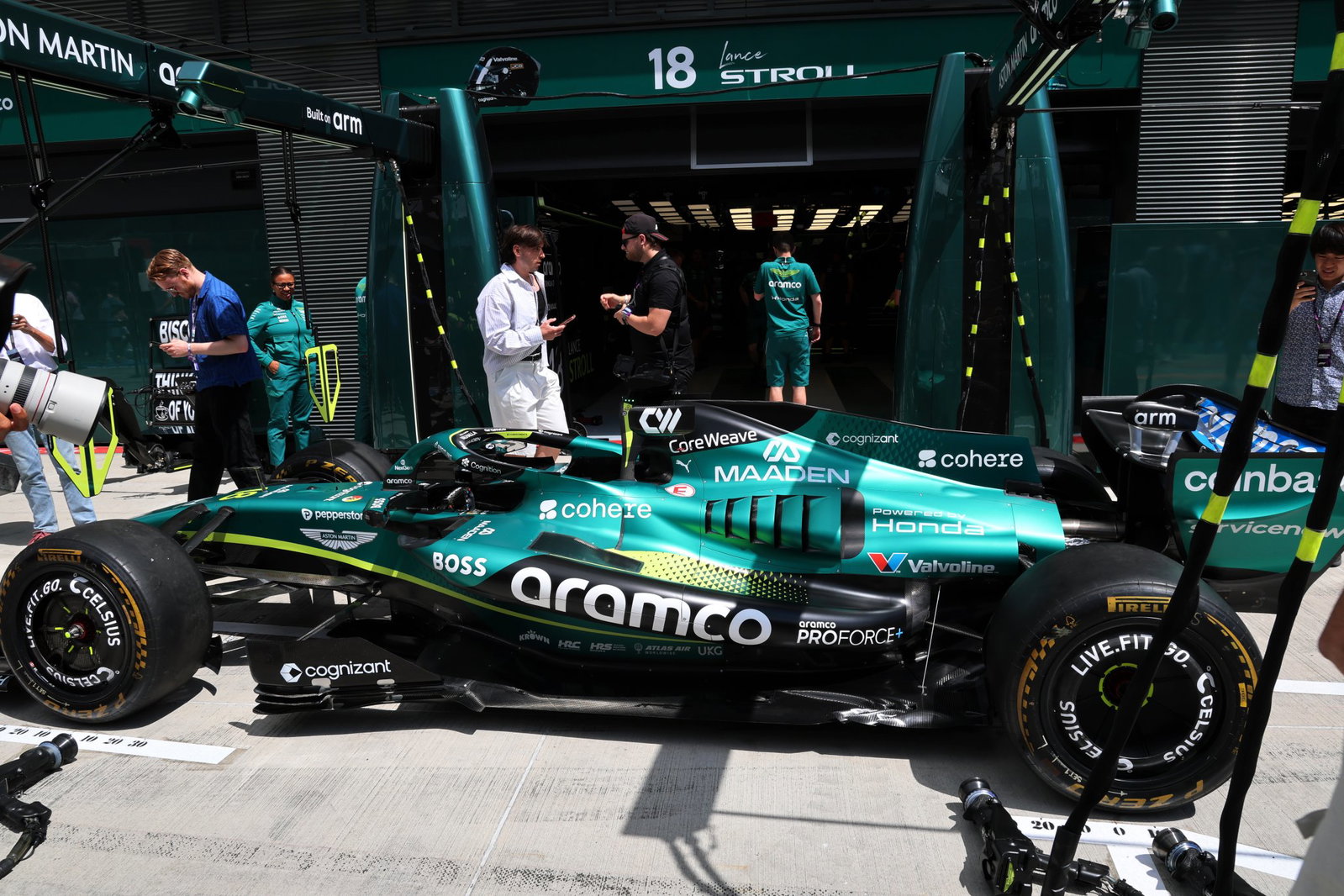 AMR26B in the Hungary pit lane