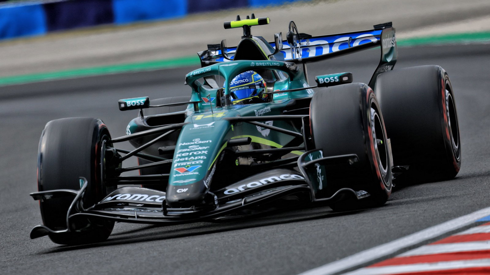 Alonso was 13th-fastest in the upgraded Aston Martin