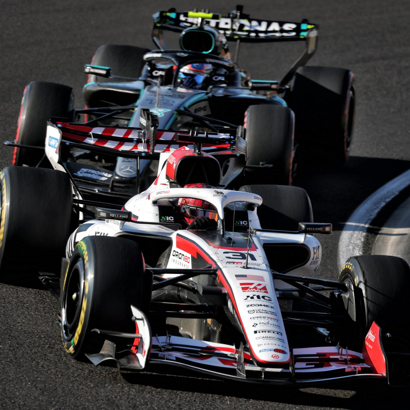 Antonelli chases Ocon in Hungary