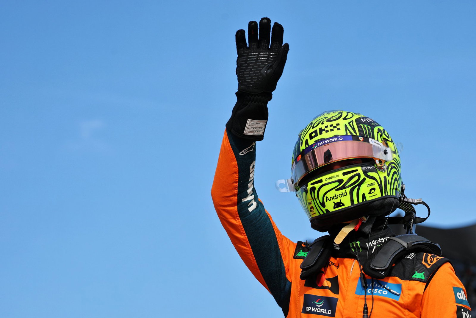 Norris celebrates his first pole of the season 