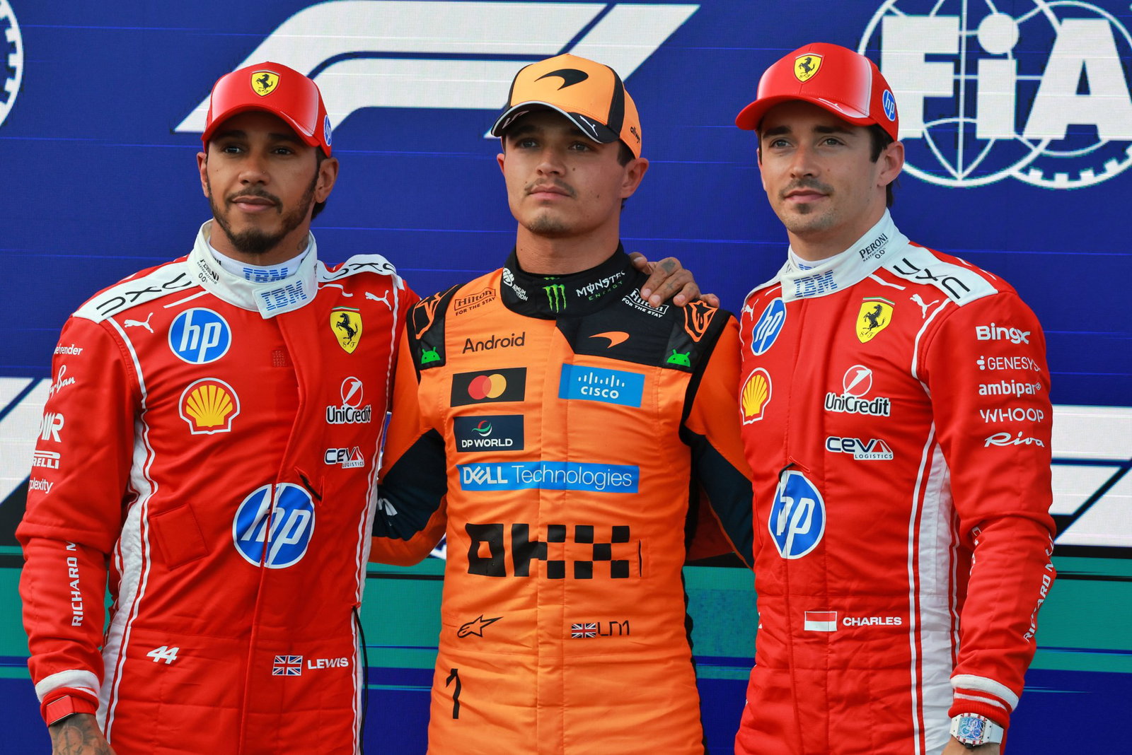 The top three qualifiers at the Hungarian Grand Prix