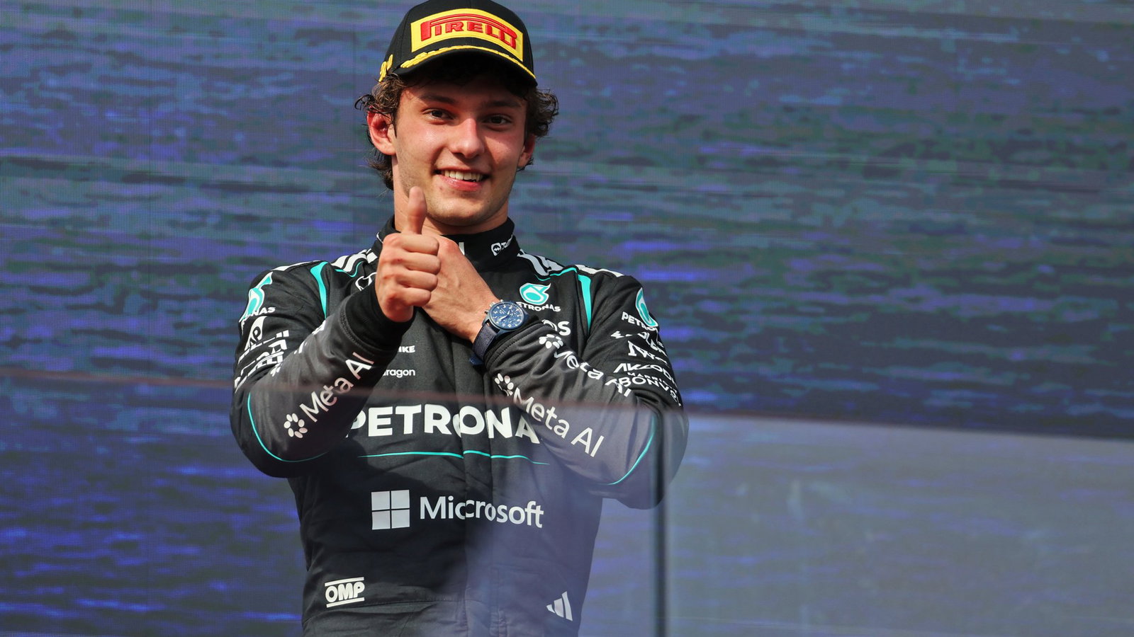 Antonelli on the podium in Hungary