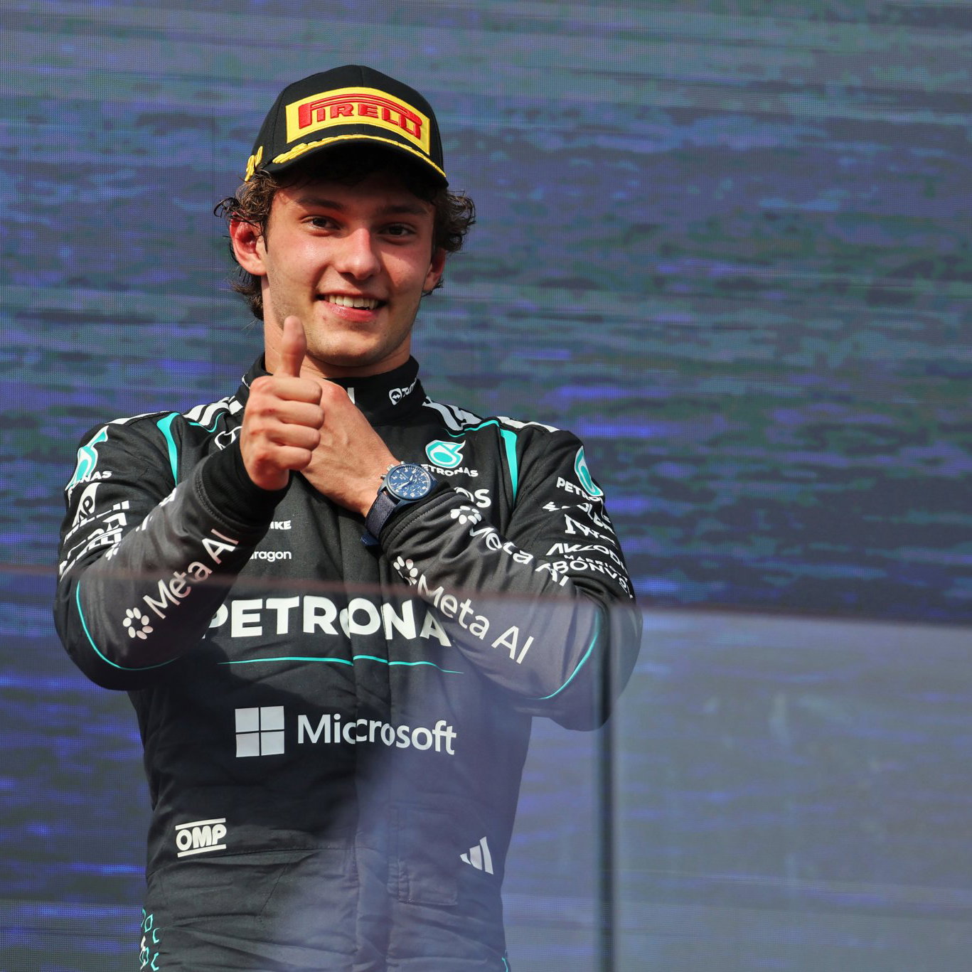 Antonelli on the podium in Hungary