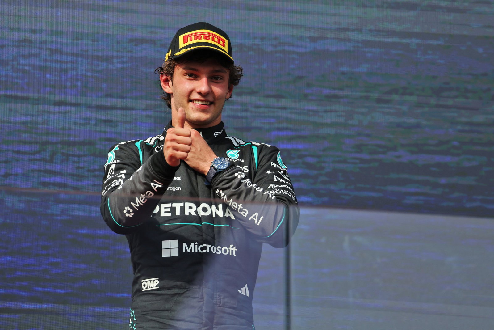 Antonelli on the podium in Hungary