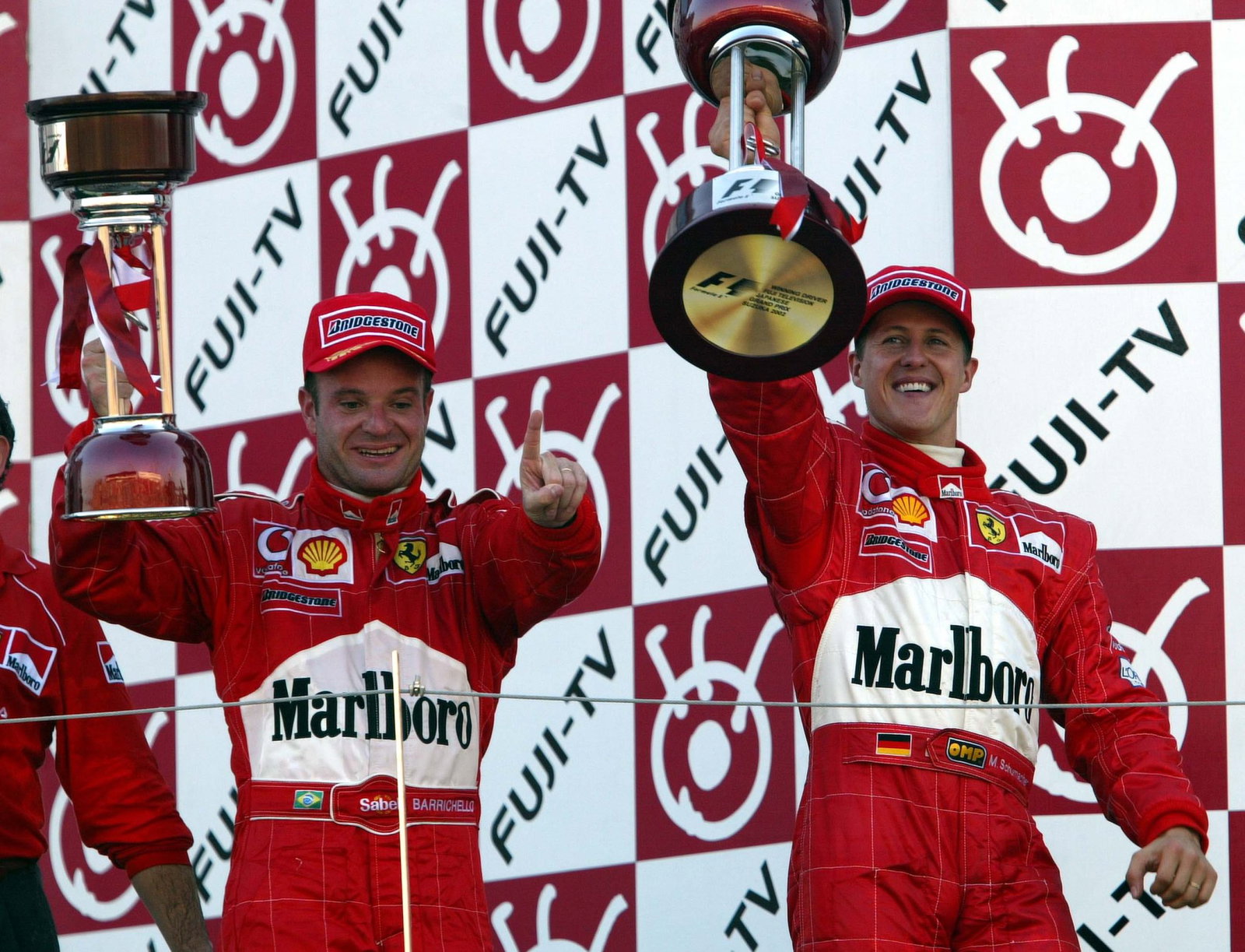 Michael Schumacher y Rubens Barrichello en el podio