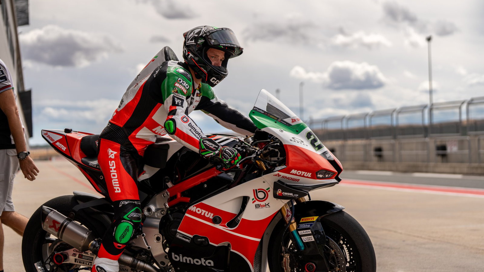 Alex Lowes heads out of the pits at Navarra during Bimota WorldSBK test.