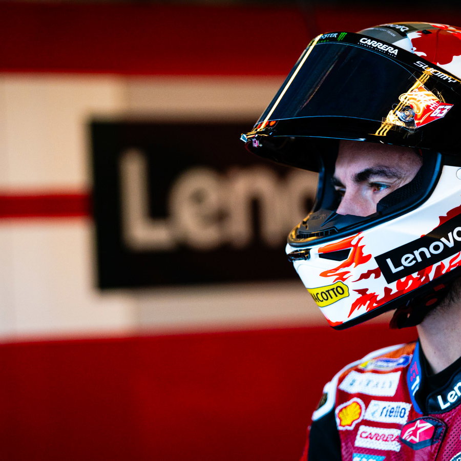 Francesco Bagnaia, 2026 MotoGP British Grand Prix, pit box. Credit: Tony Goldsmith