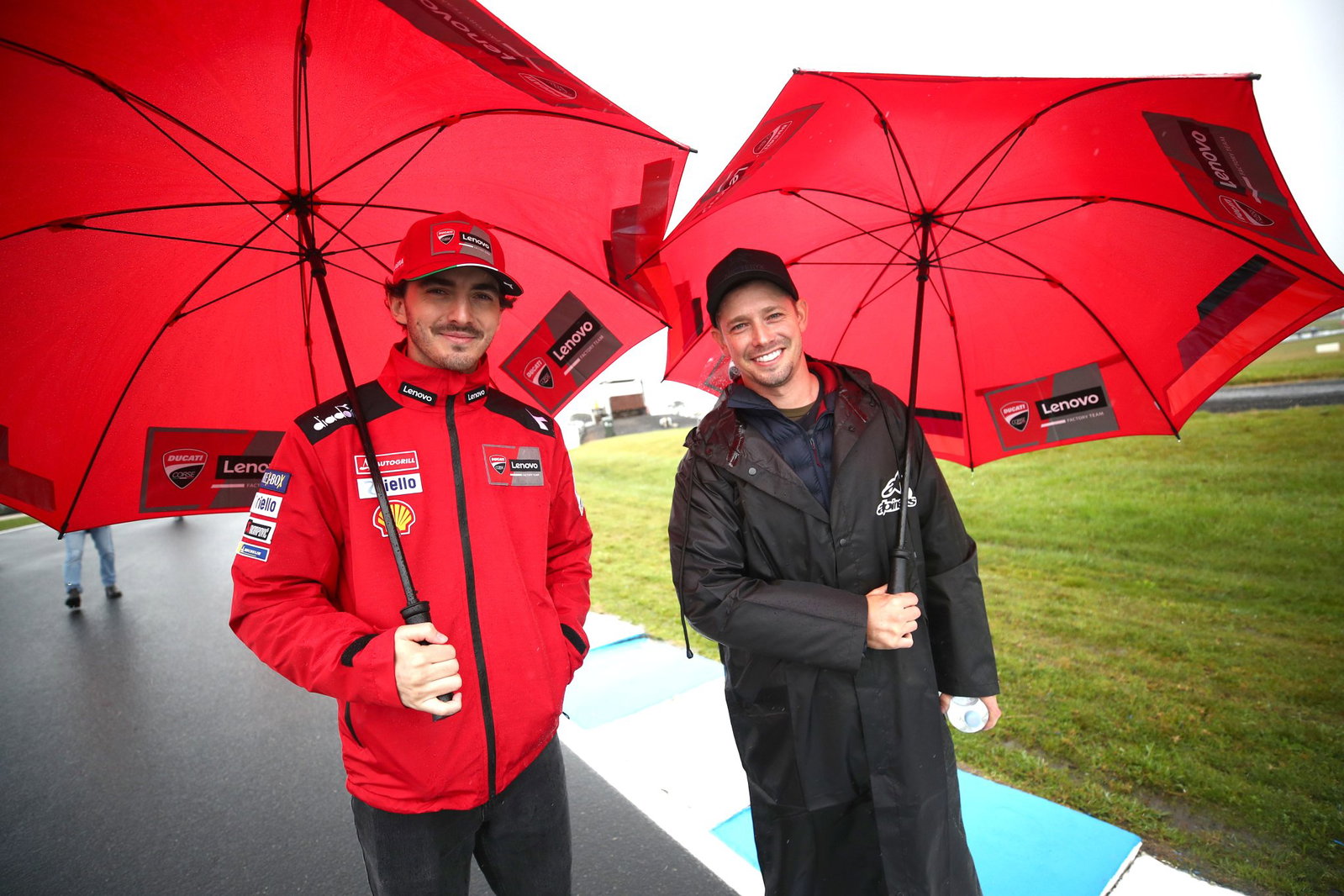 Francesco Bagnaia with Casey Stoner, 2022 MotoGP Australian Grand Prix, track walk. Credit: Gold and Goose.