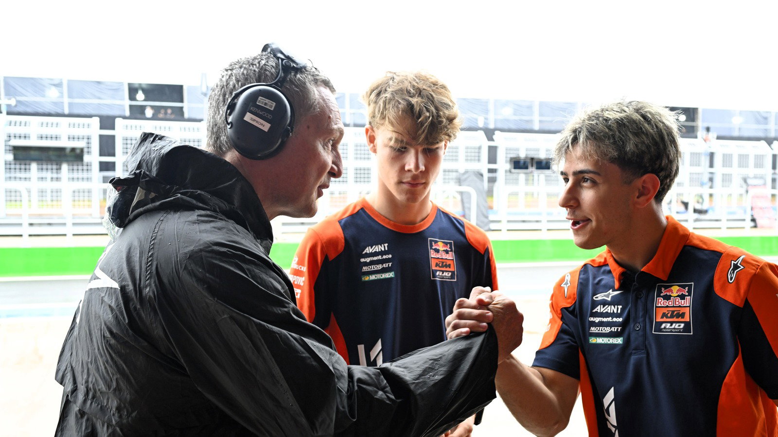 Simon Crafar, Jose Antonio Rueda, Collin Veijer. 2026 Brazilian Moto2 Grand Prix.