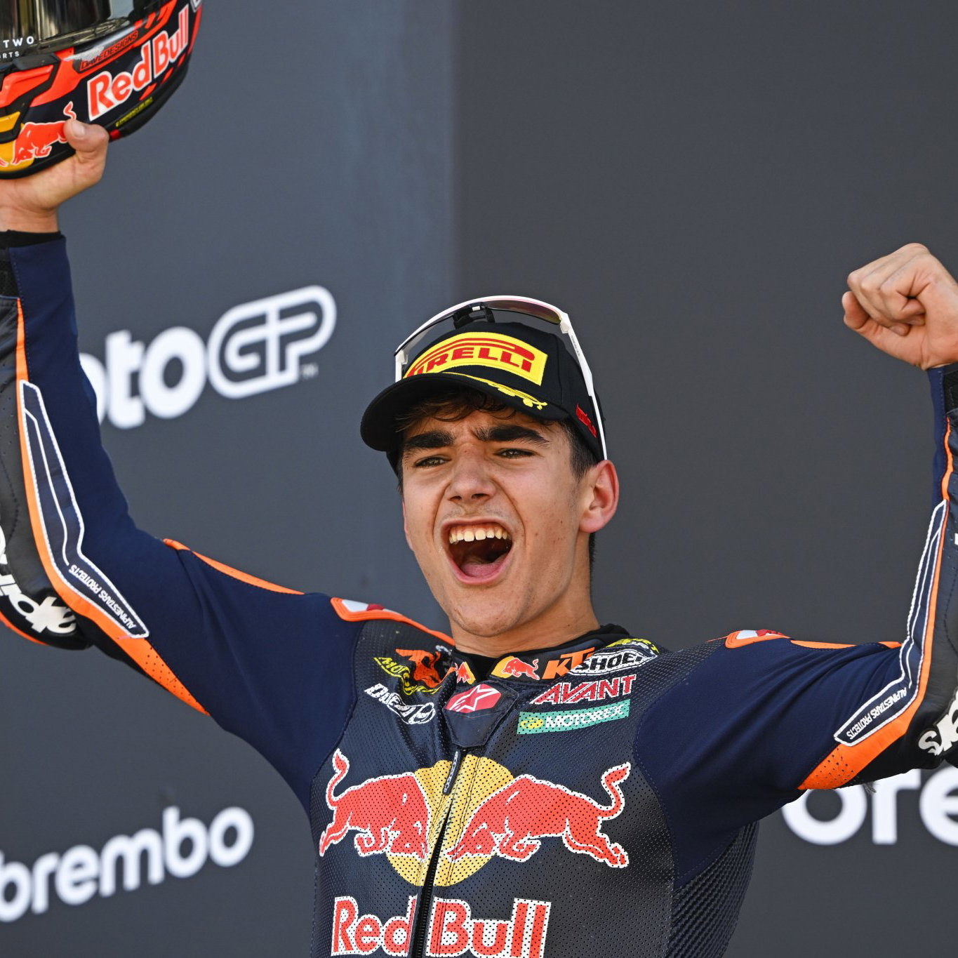 Brian Uriarte, 2026 Moto3 Italian Grand Prix, podium. Credit: Gold and Goose.
