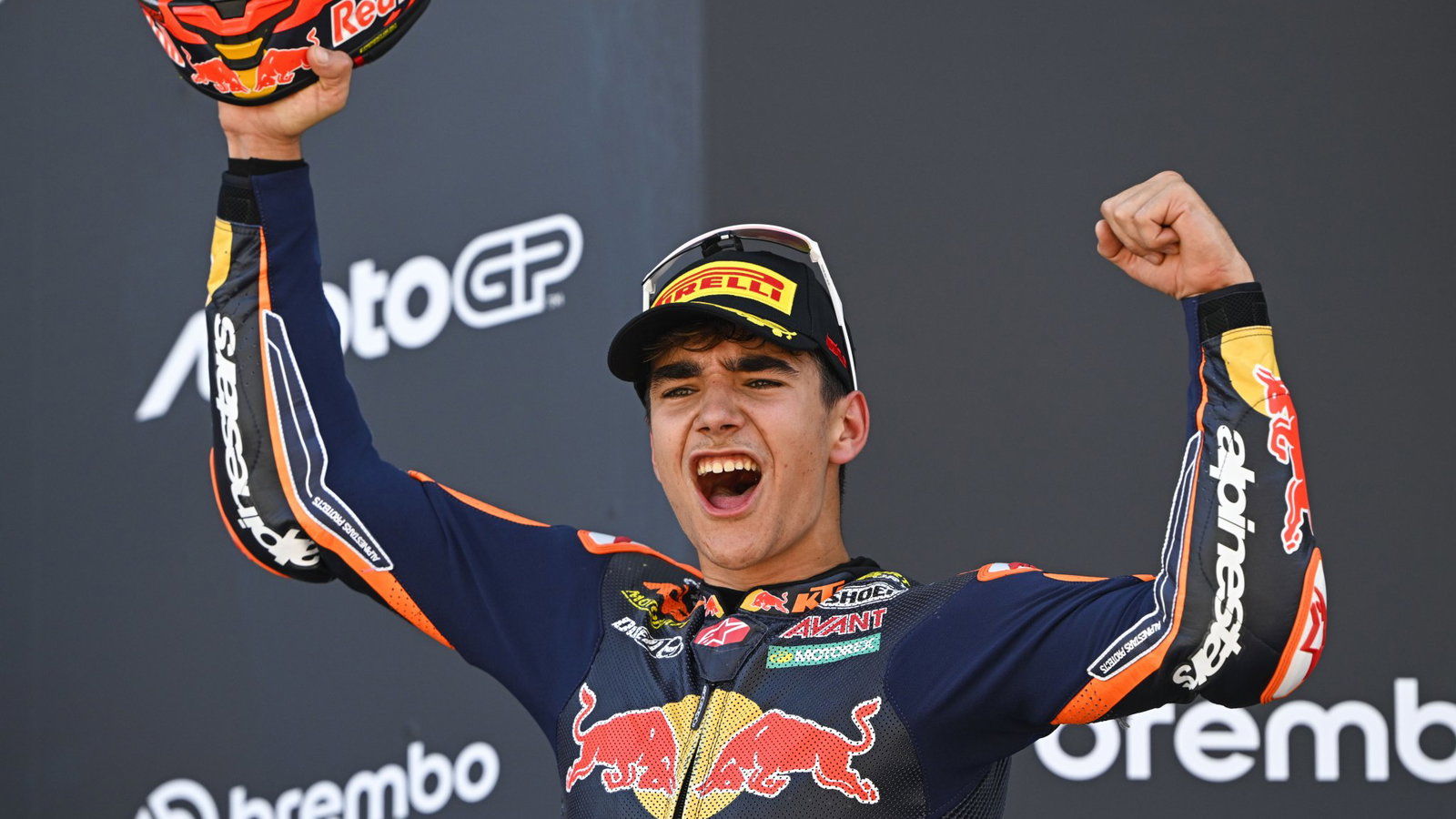 Brian Uriarte, 2026 Moto3 Italian Grand Prix, podium. Credit: Gold and Goose.