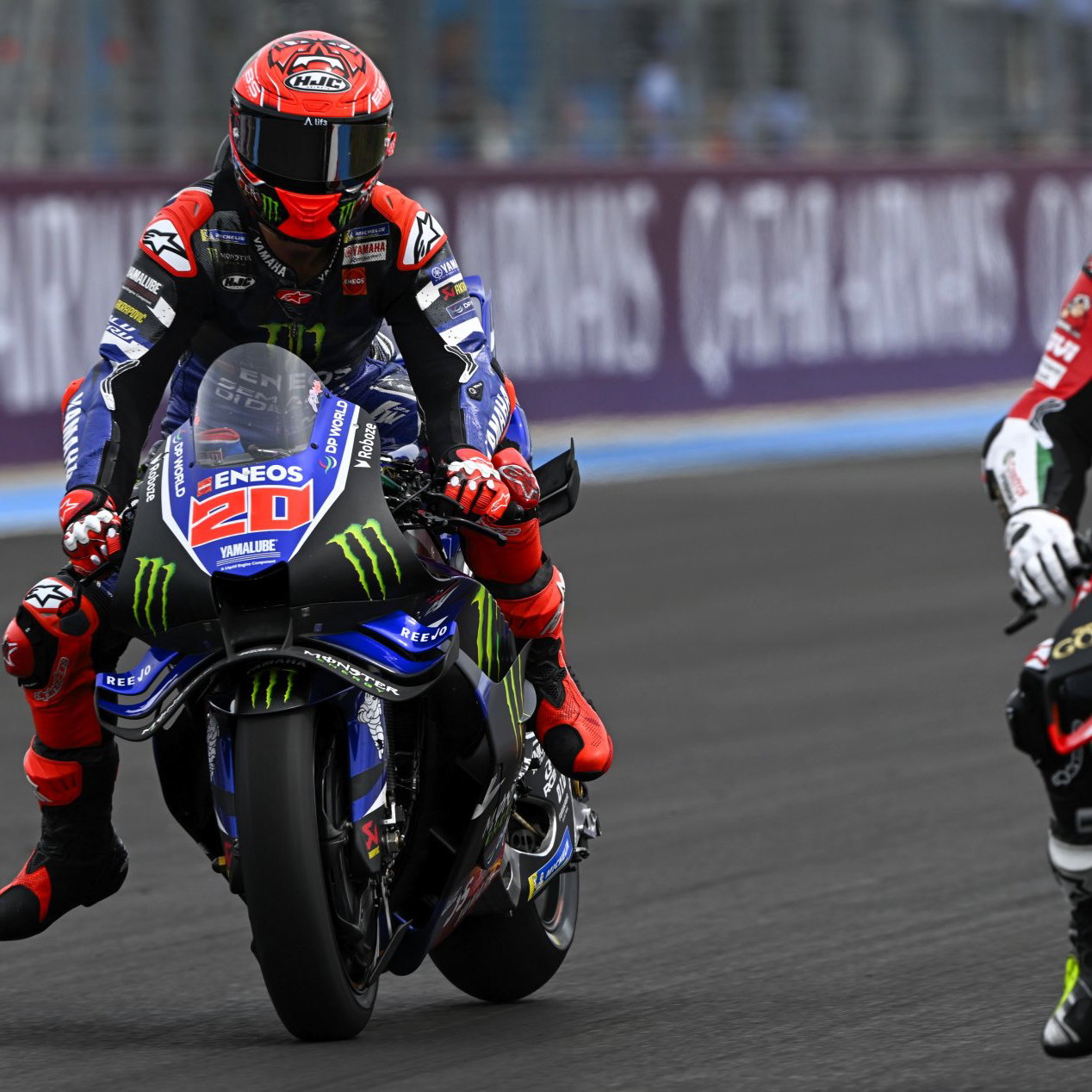 Fabio Quartararo passes the Honda of Cal Crutchlow, 2026 Hungarian MotoGP.