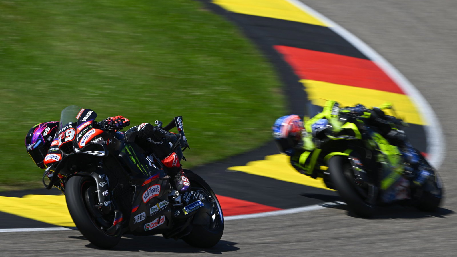 Jorge Martin leads Ai Ogura, 2026 MotoGP German Grand Prix. Credit: Gold and Goose.
