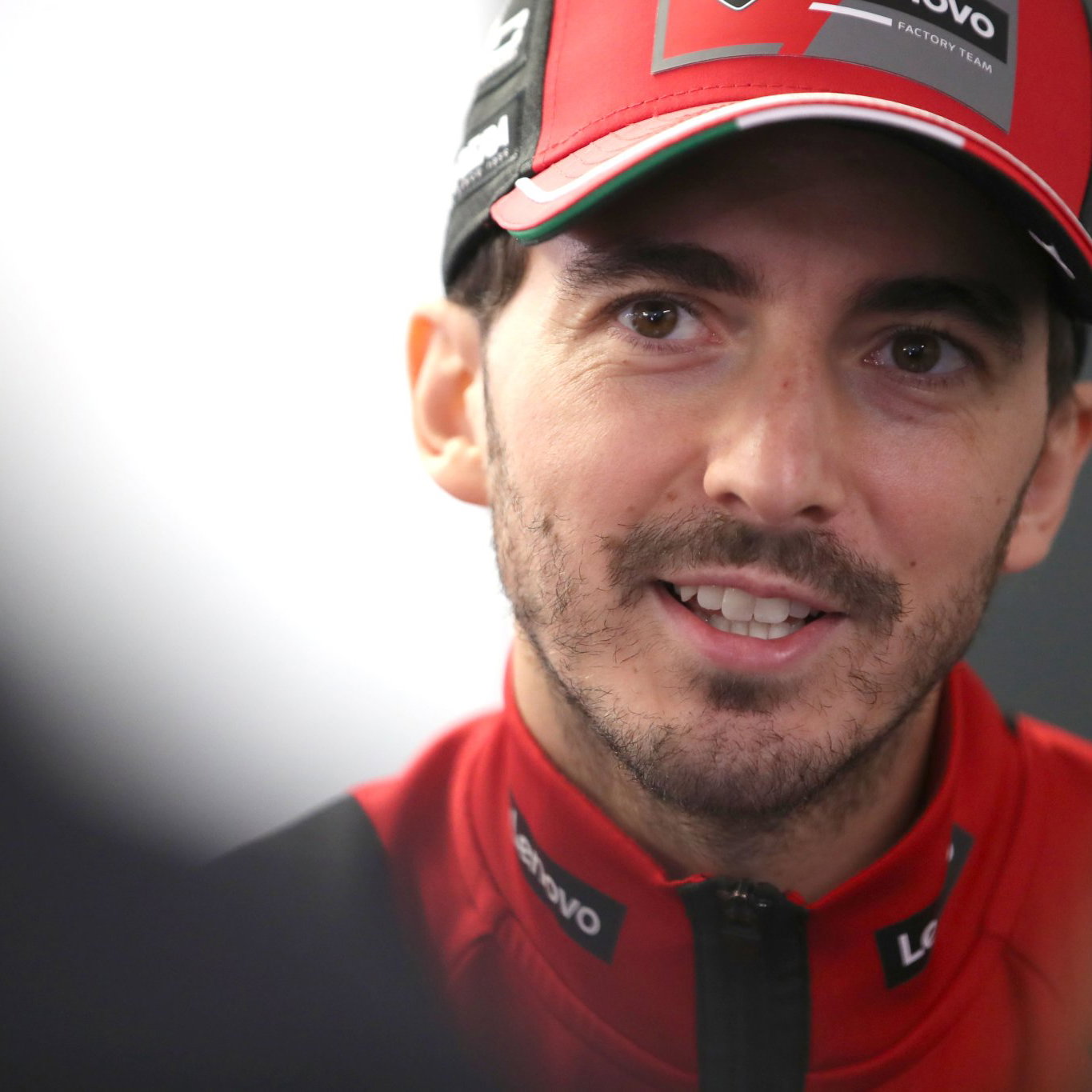 Francesco Bagnaia speaks to the media at 2026 MotoGP British Grand Prix. Credit: Gold and Goose.