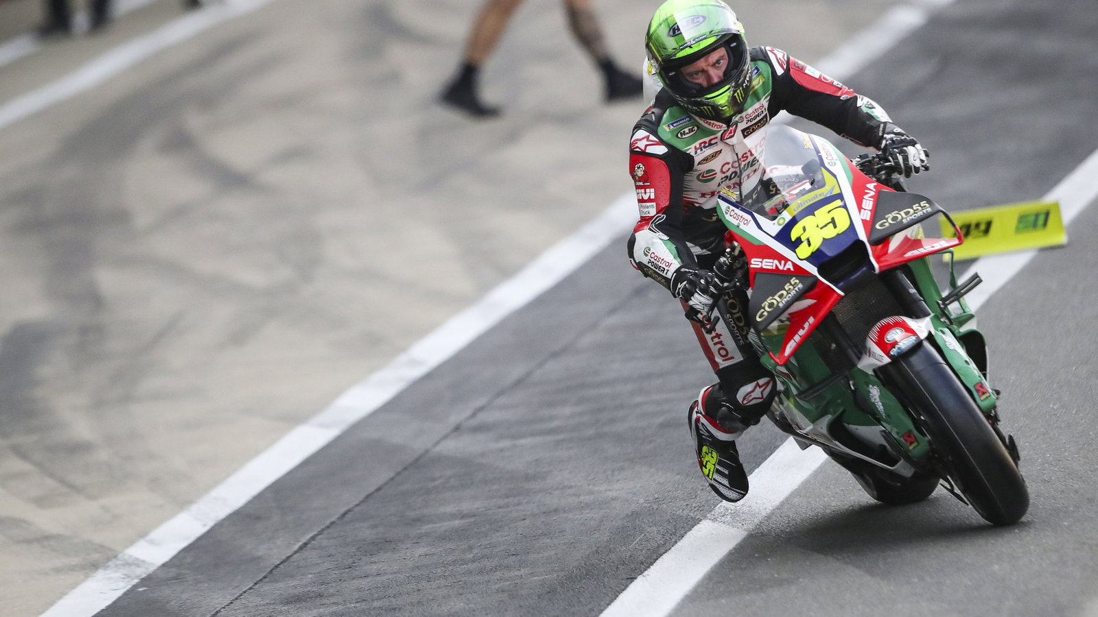 Cal Crutchlow, 2026 MotoGP British Grand Prix, leaving pit lane. Credit: Gold and Goose.
